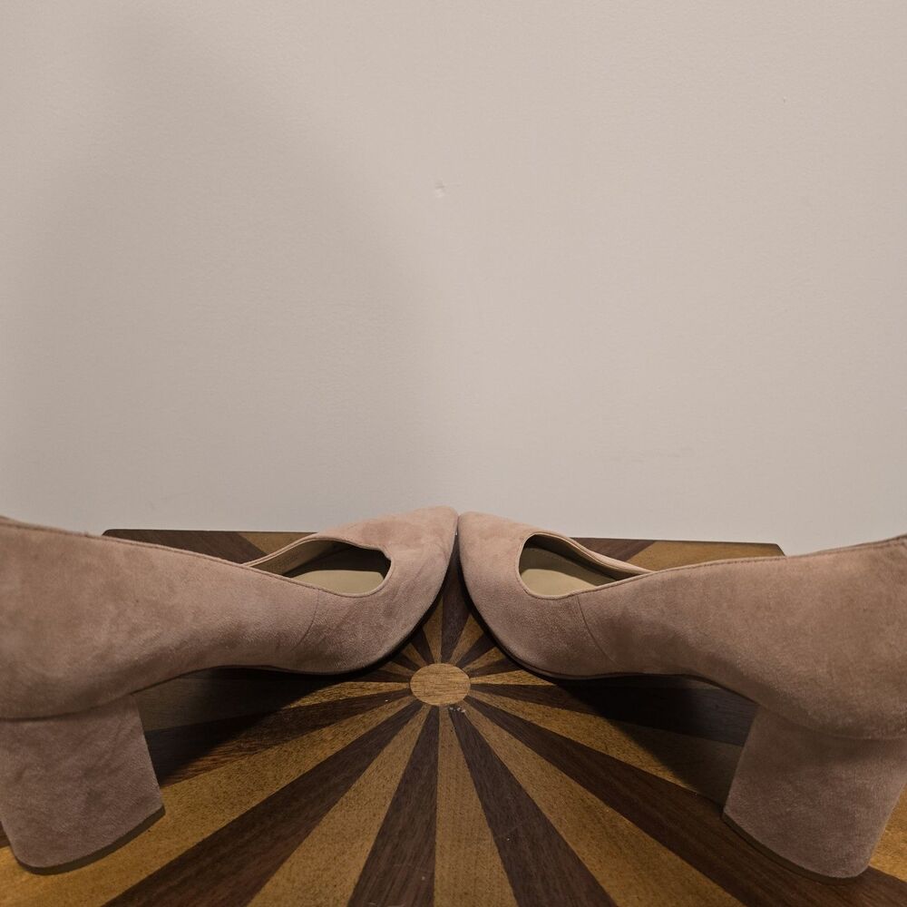 Marc Fisher Caitlin Pump Size 9.5M Womens Suede Pointed Block Heel Slip On Nude - Picture 7 of 12